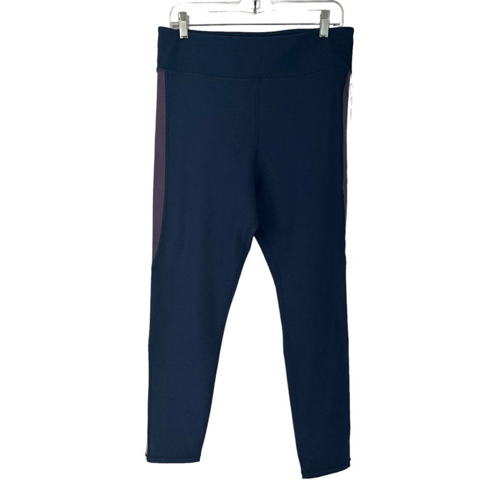 Johnny Was Calme Color Blocked Blue Purple Pull On Leggings X-Large XL